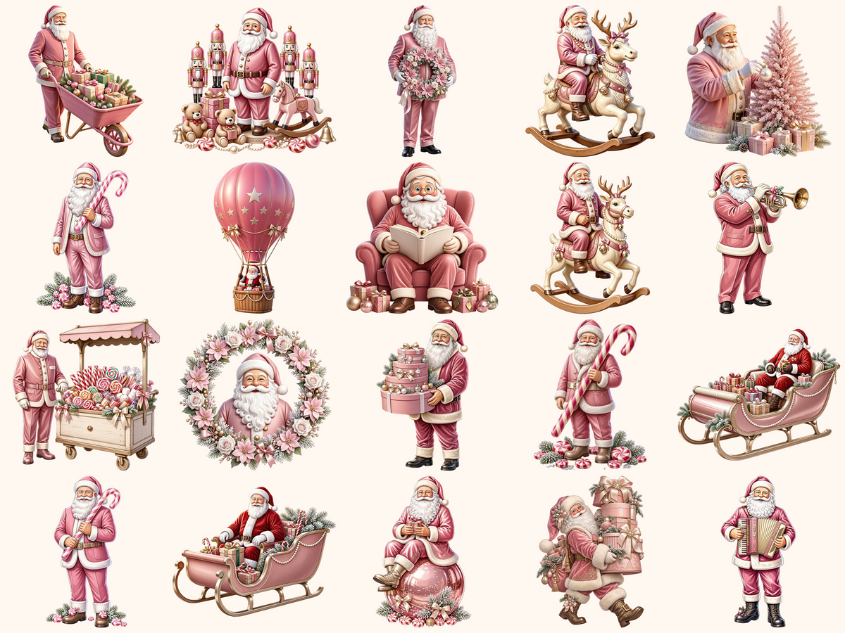 Pink Santa Claus Clipart