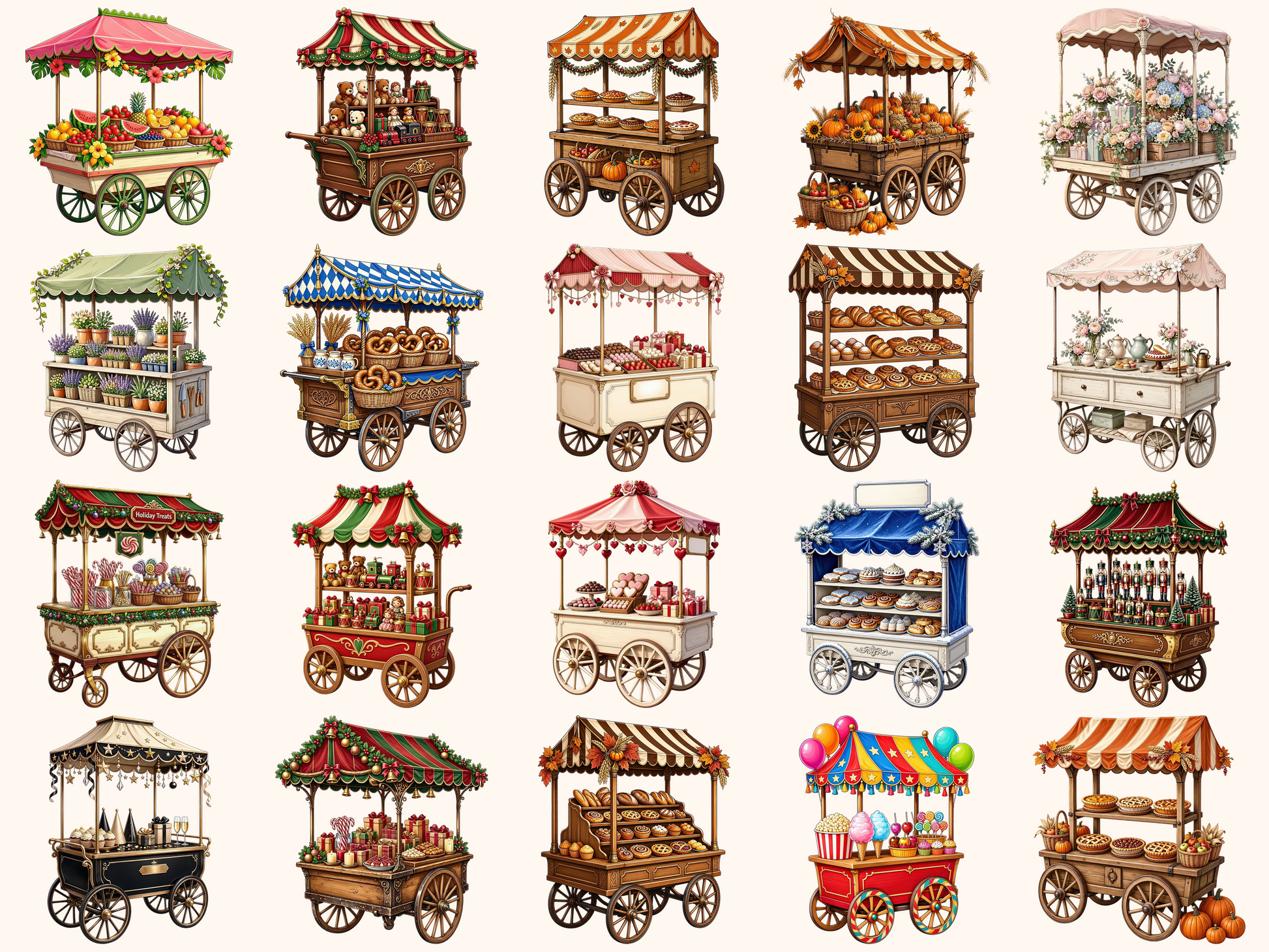 Holiday Carts Clipart