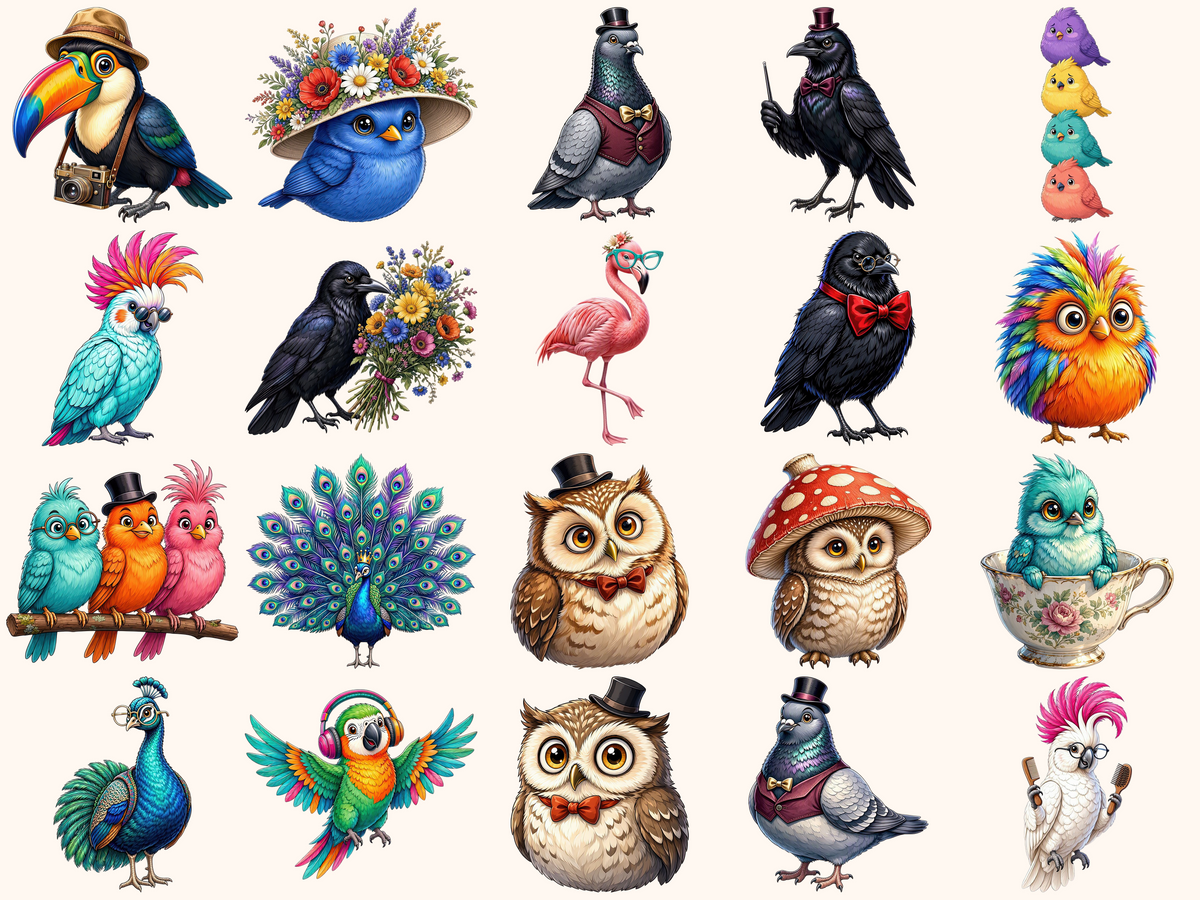 Quirky Birds Clipart