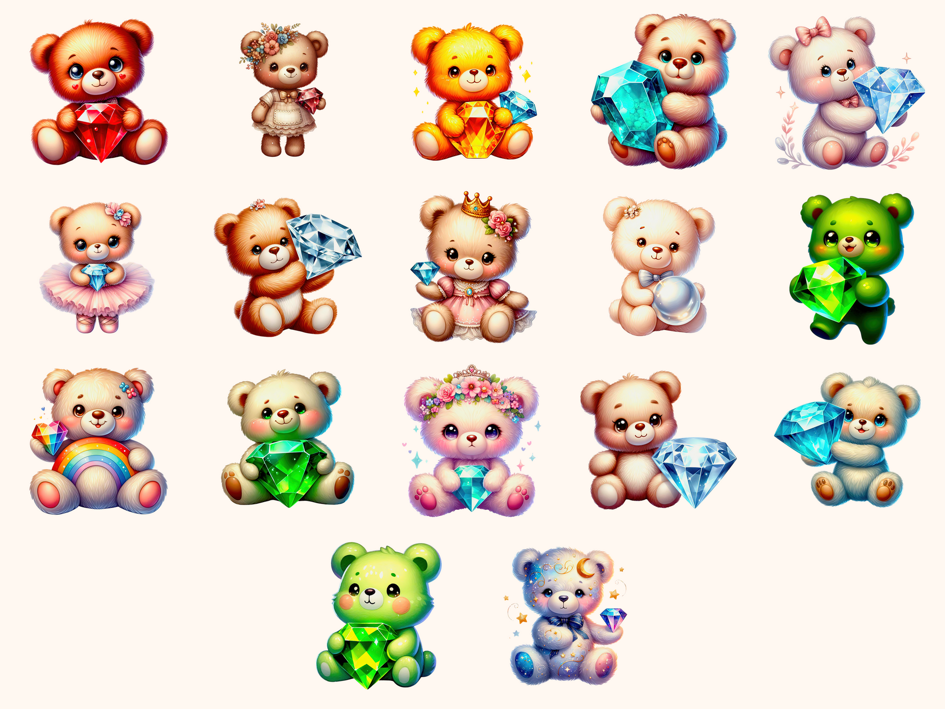 Birthstone Bears Clipart