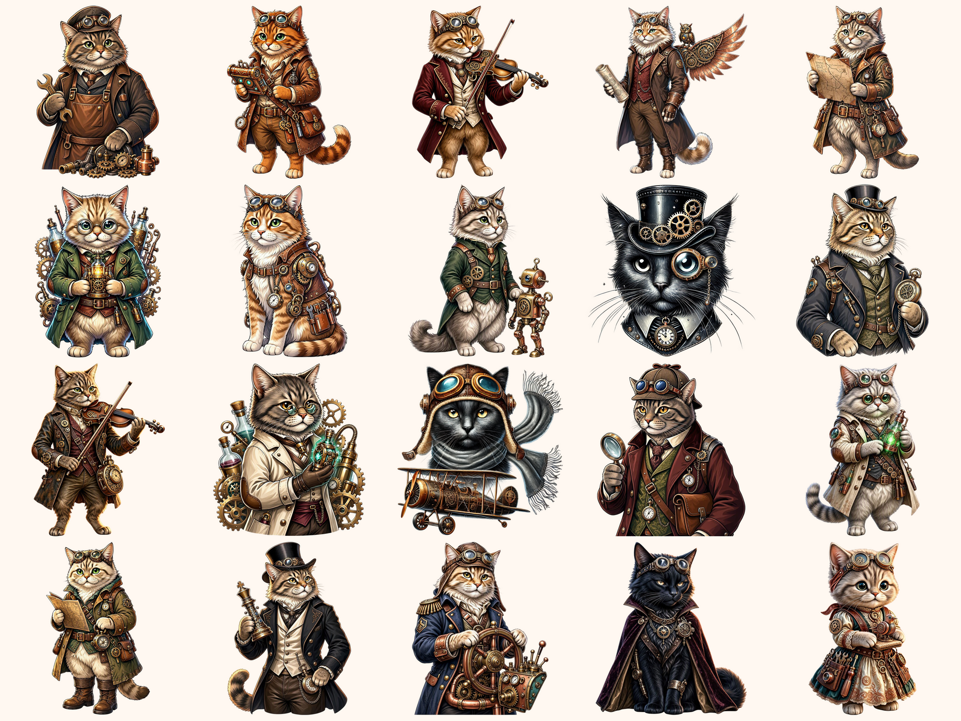 Steampunk Cats Clipart