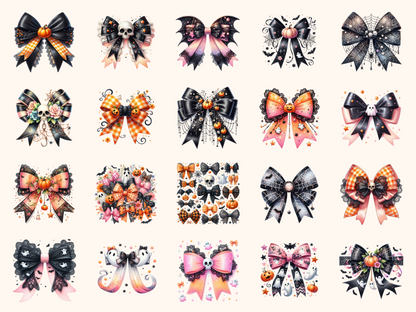 Coquette Halloween Bows Clipart