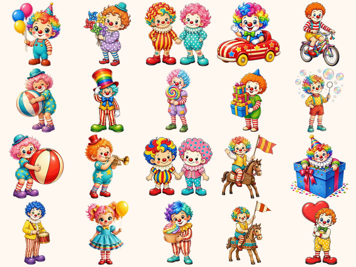 Kid Clowns Clipart