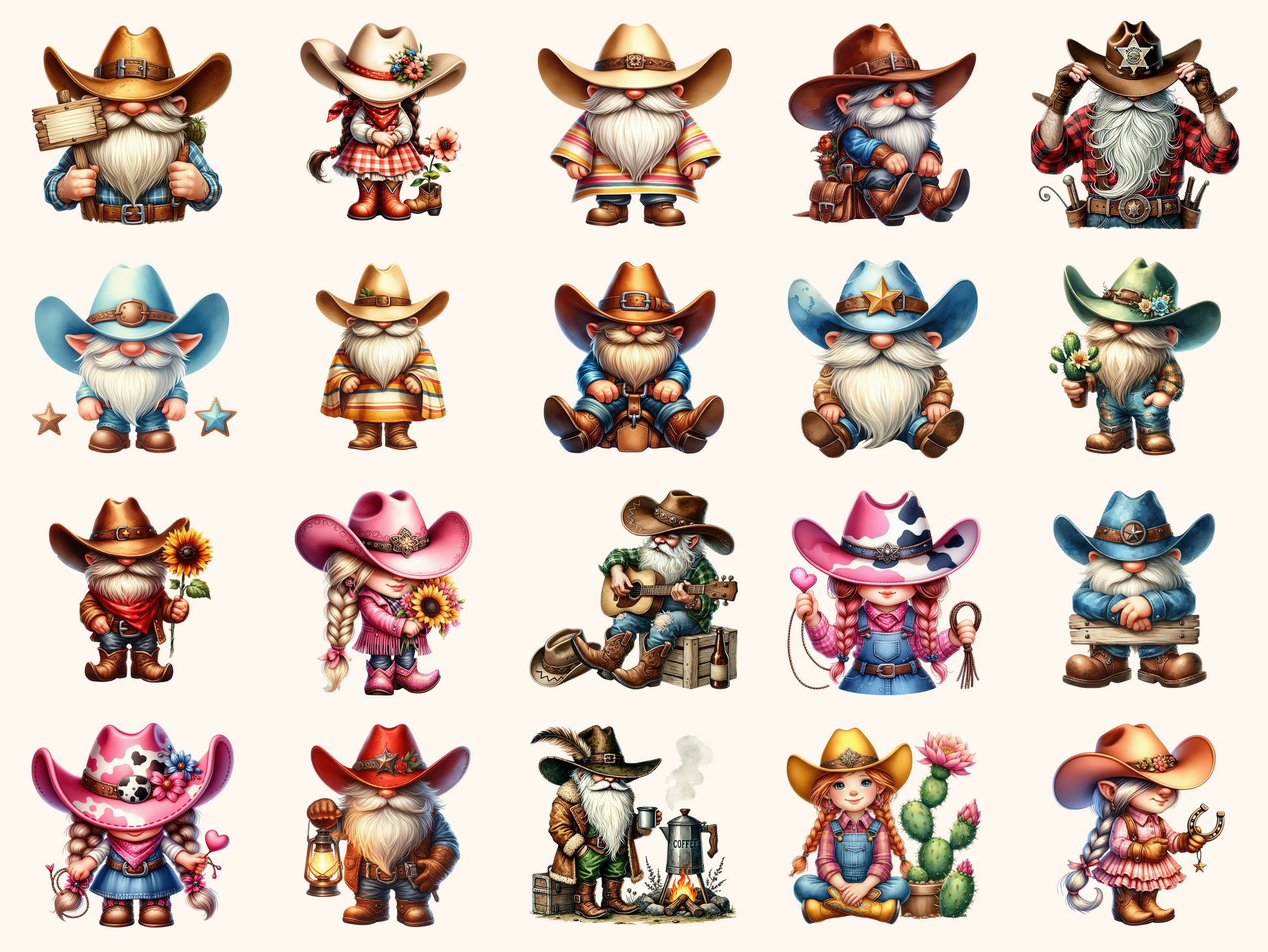 Cowboy Gnomes Clipart