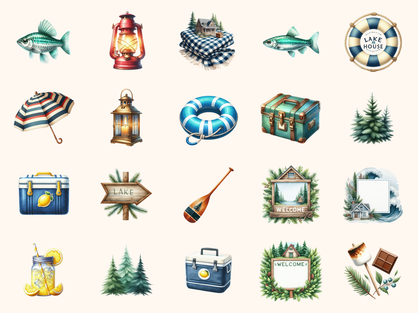 Lake House Summer Clipart