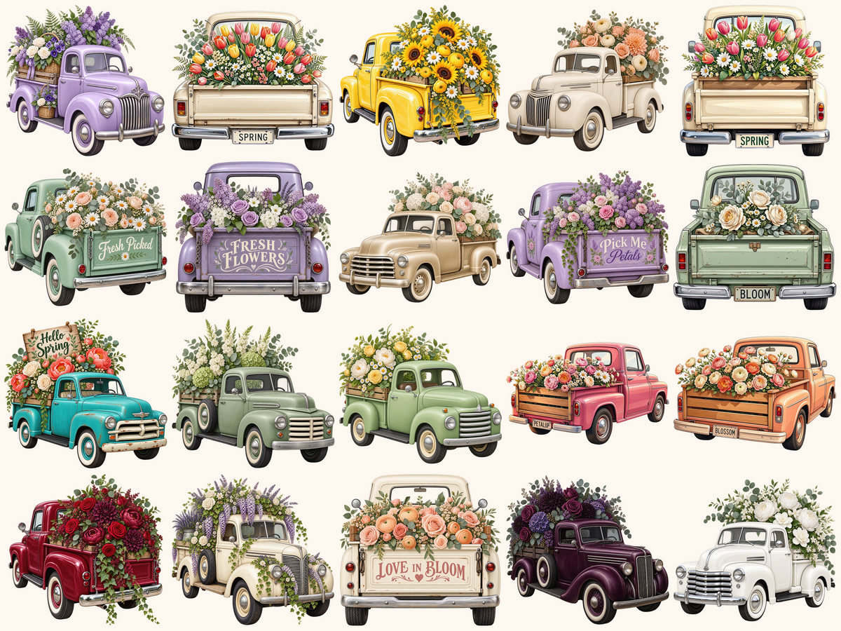Floral Trucks Clipart