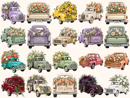 Floral Trucks Clipart
