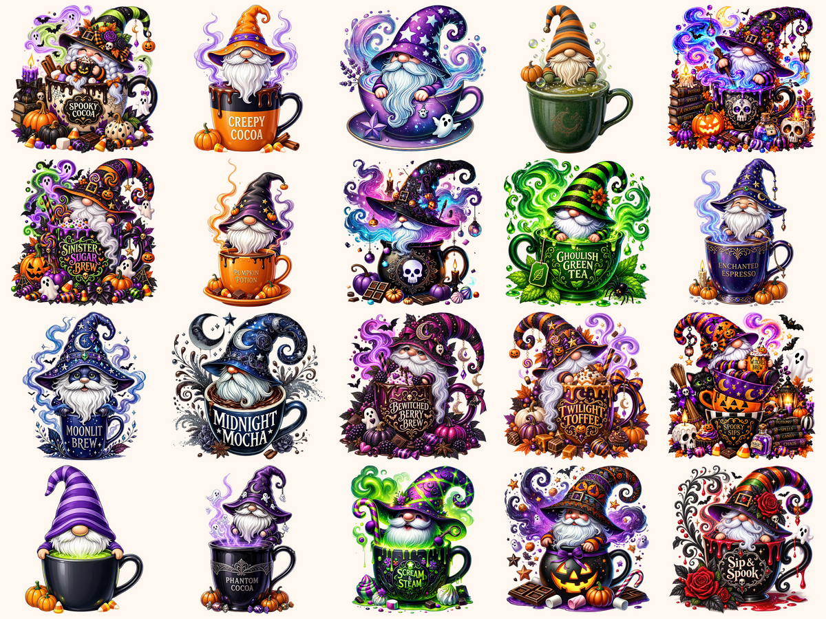 Halloween Cup Gnomes Clipart