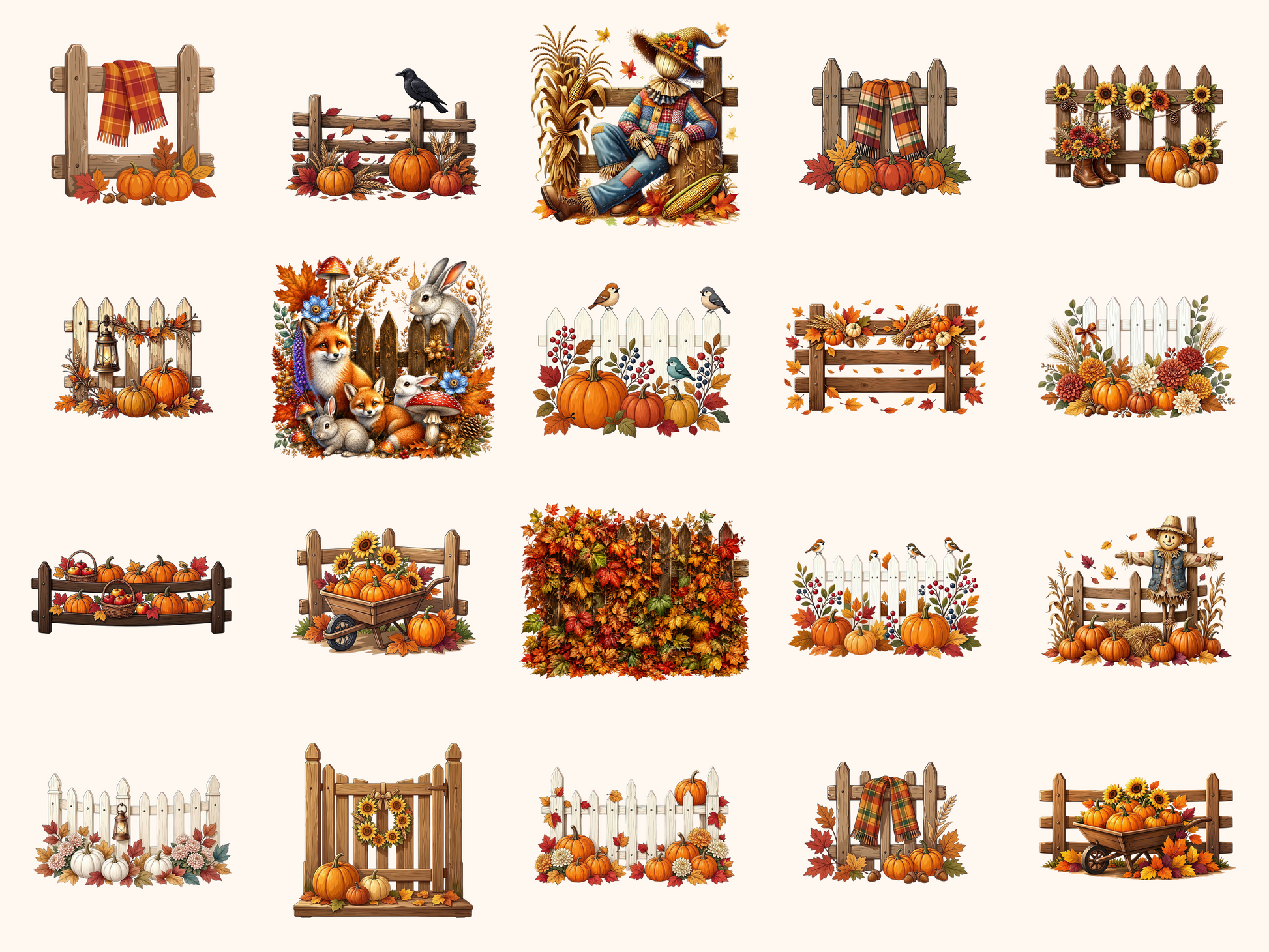 Autumn Fences Clipart