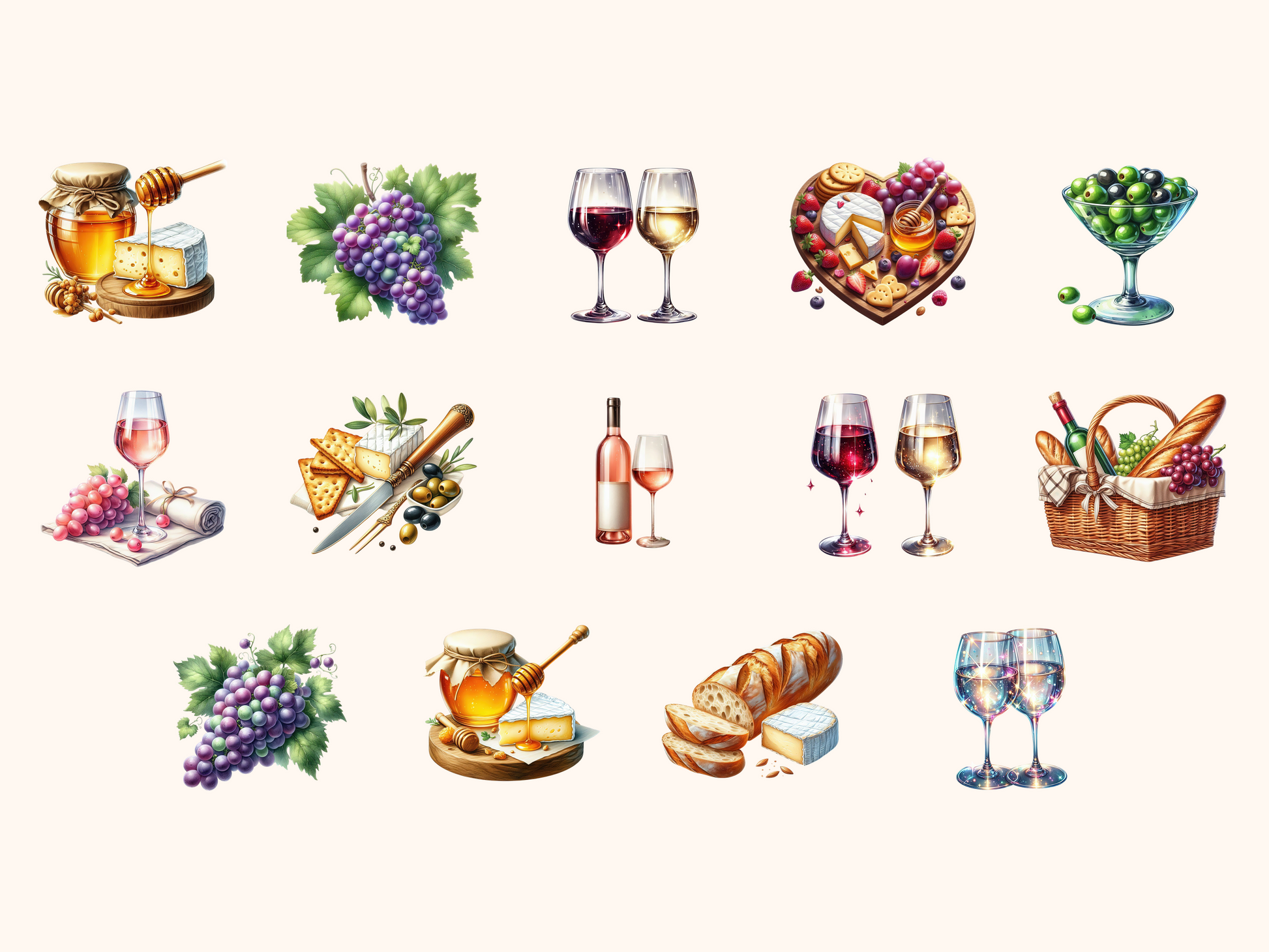 Cheese & Wine Clipart