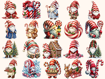 Candy Cane Gnomes Clipart