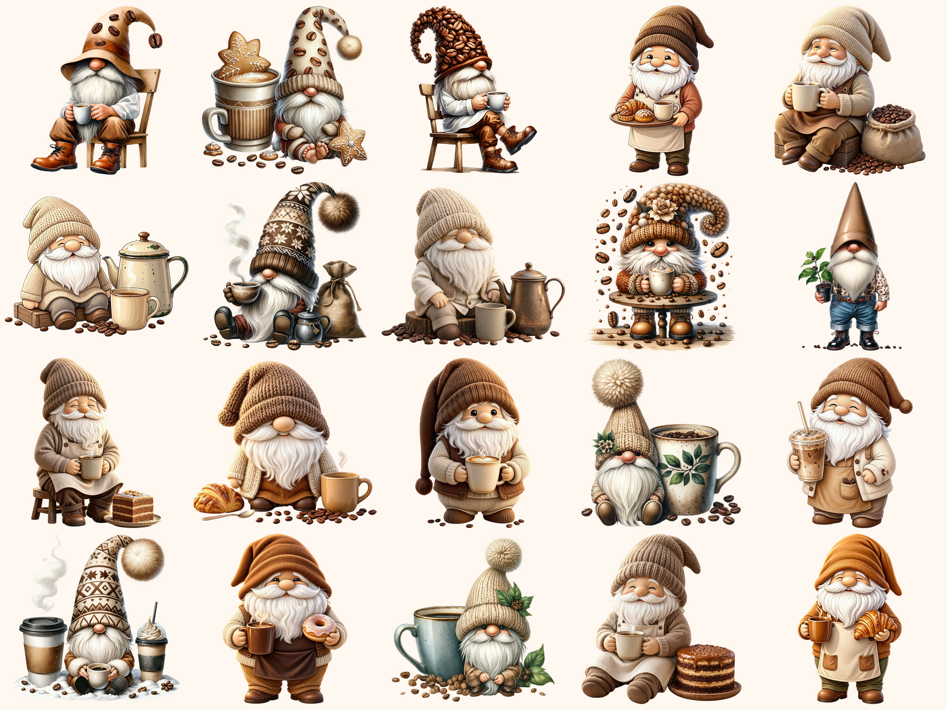 Coffee Gnomes Clipart