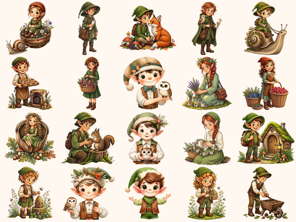 Woodland Elves Clipart