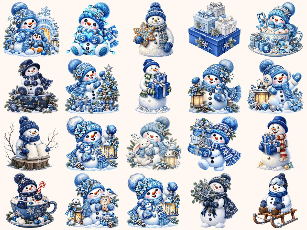 Blue Snowman Clipart