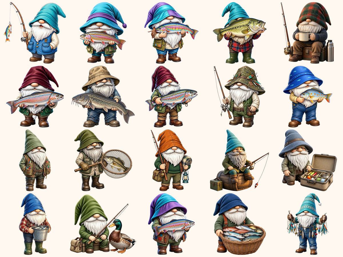 Fisher Gnomes Clipart