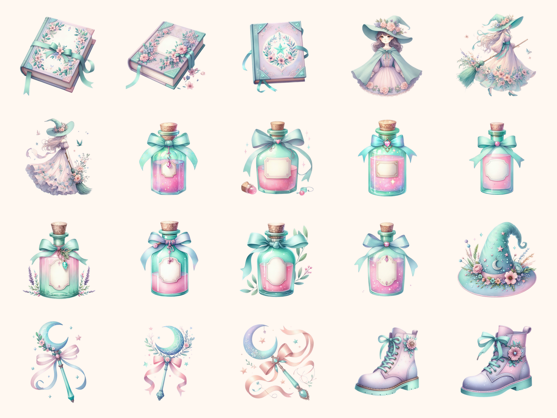 Pastel Witches Clipart