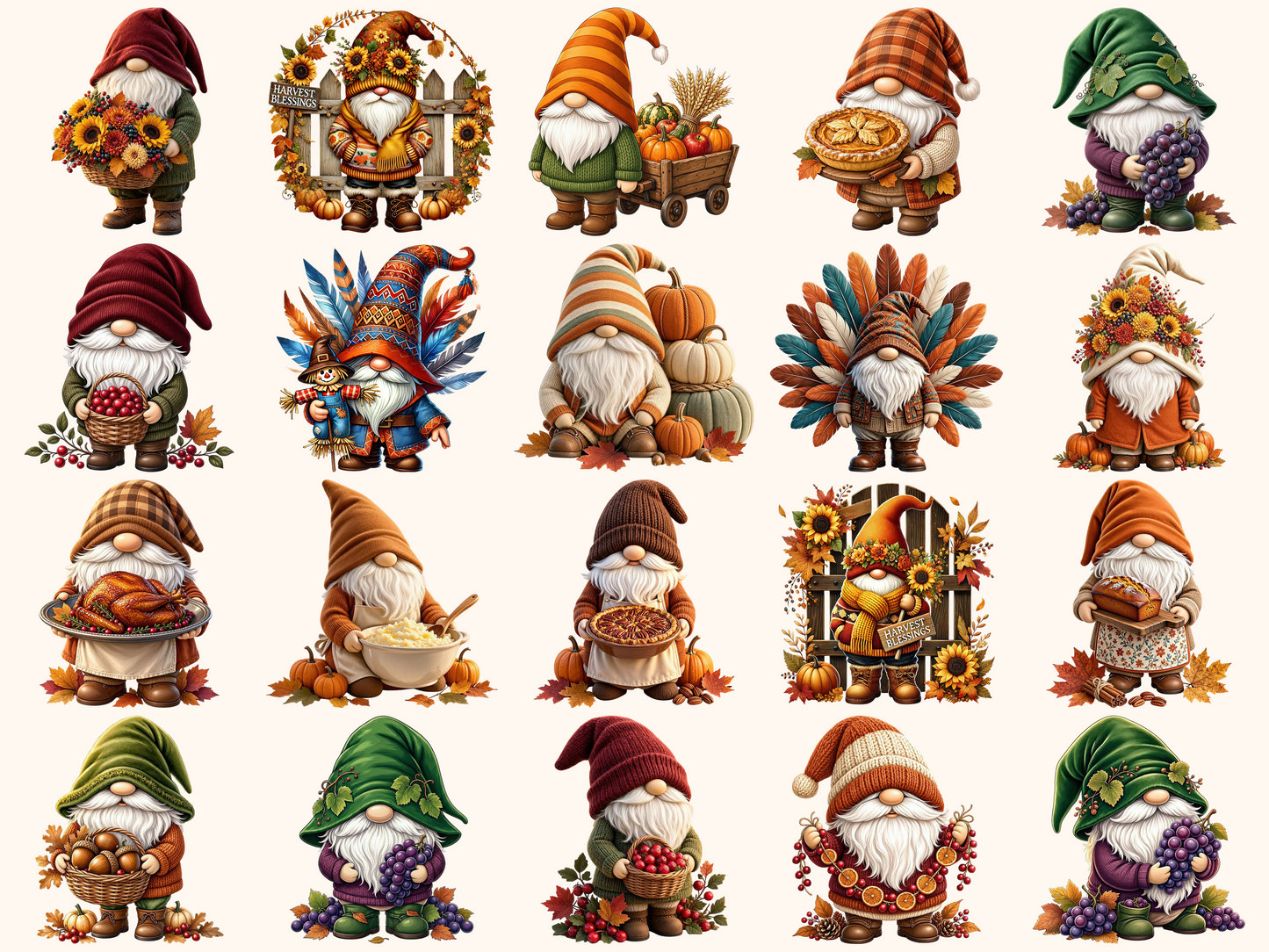 Thanksgiving Gnomes Clipart