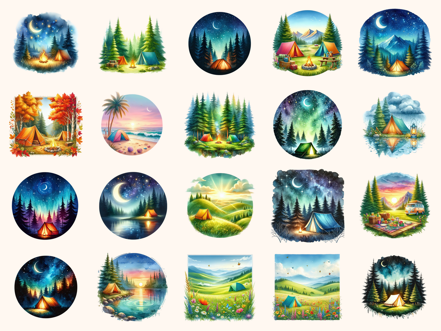 Camping Landscapes Clipart