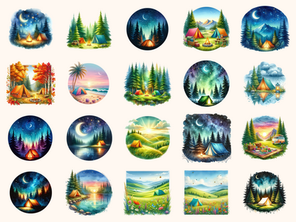 Camping Landscapes Clipart