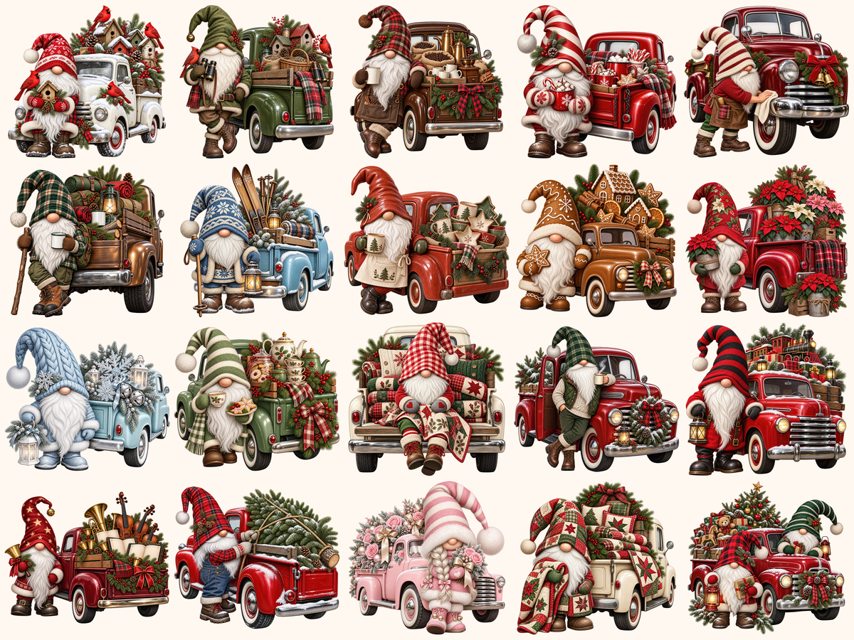 Christmas Truck Gnomes Clipart — listing preview 4