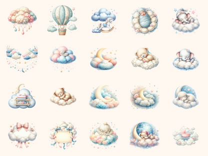 Cloud Nine Baby Shower Clipart