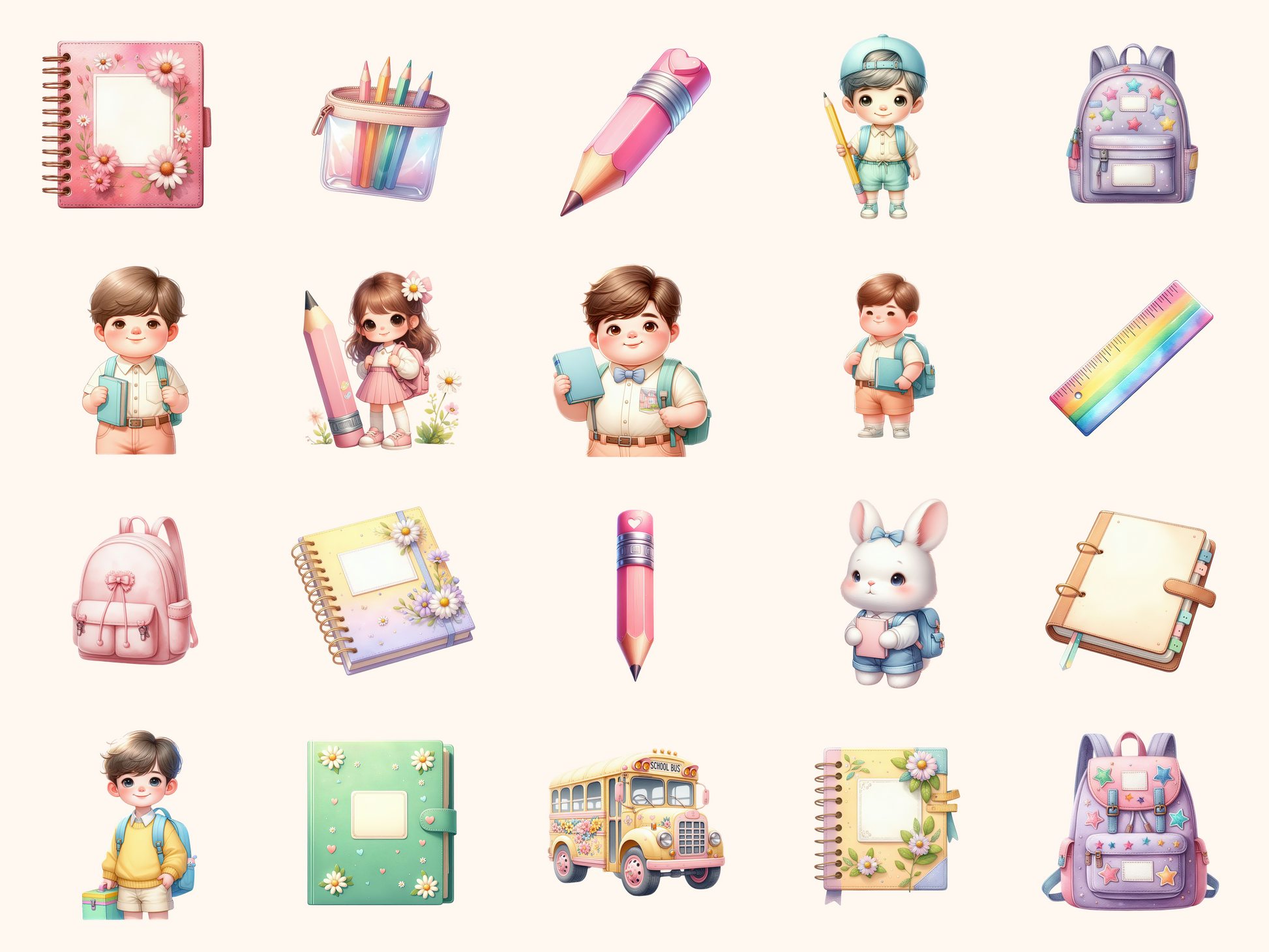 Pastel Back to School Clipart