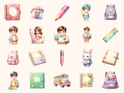 Pastel Back to School Clipart