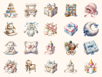 Toile Baby Shower Clipart