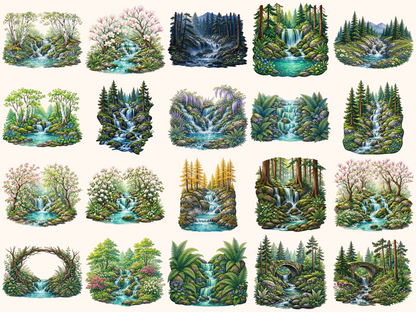 Forest Waterfalls Clipart