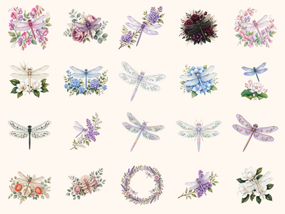 Floral Dragonflies Clipart
