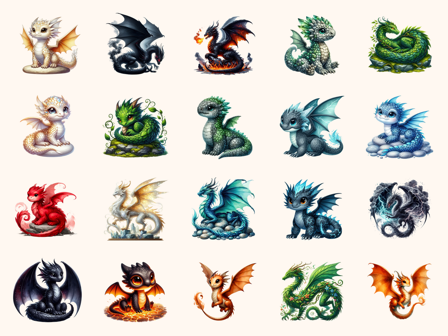 Elemental Dragons Clipart
