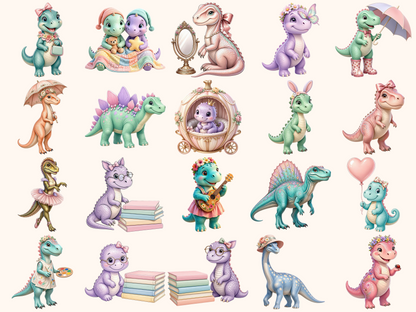 Girl Dinosaurs Clipart