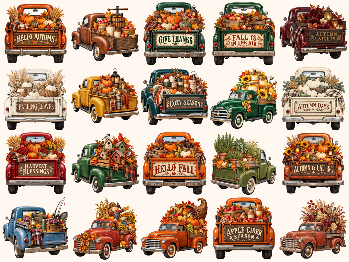 Autumn Trucks Clipart