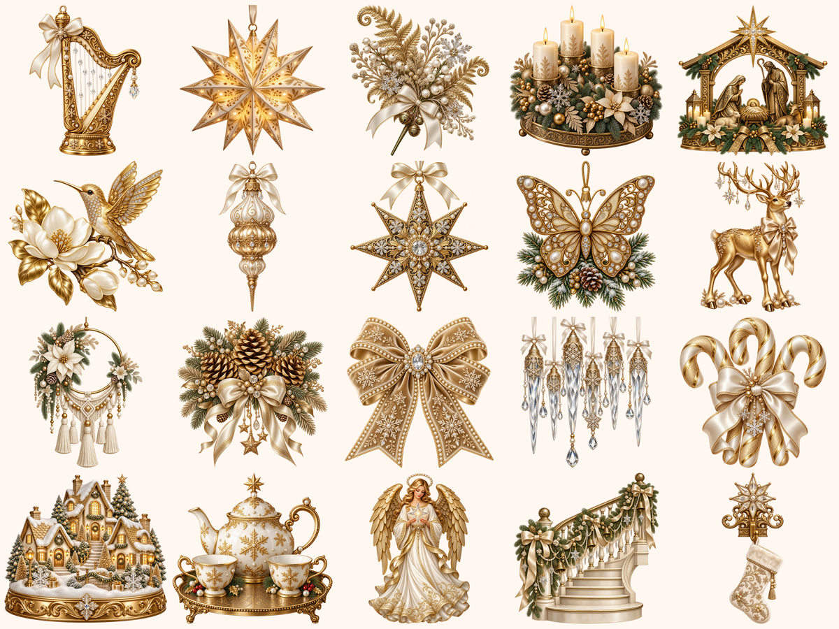 Golden Christmas Decor Clipart — listing preview 4