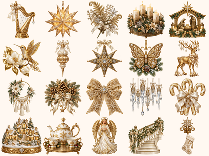 Golden Christmas Decor Clipart — listing preview 4