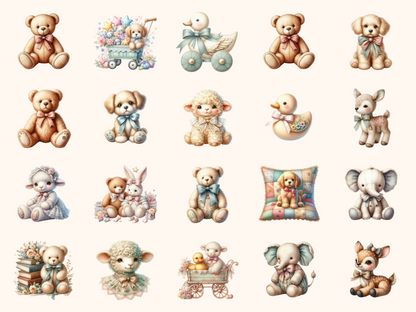 Vintage Toy Animals Clipart