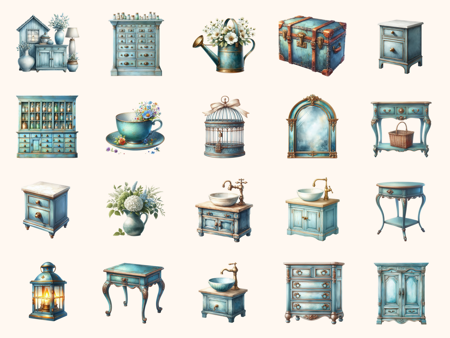 Patina Blue Home Clipart