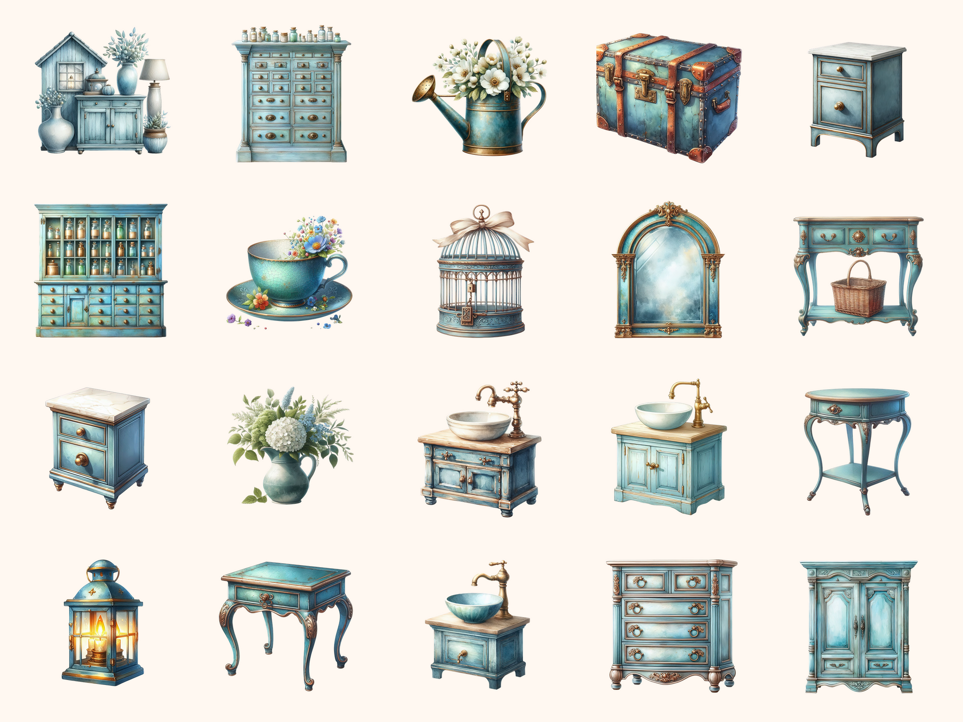 Patina Blue Home Clipart
