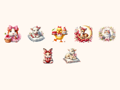 Cherry Bow Animals Clipart