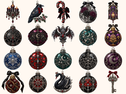 Gothic Christmas Ornaments Clipart — listing preview 4
