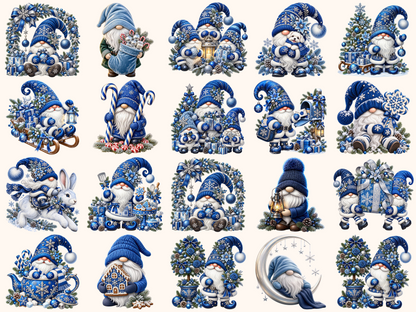 Blue Christmas Gnomes Clipart