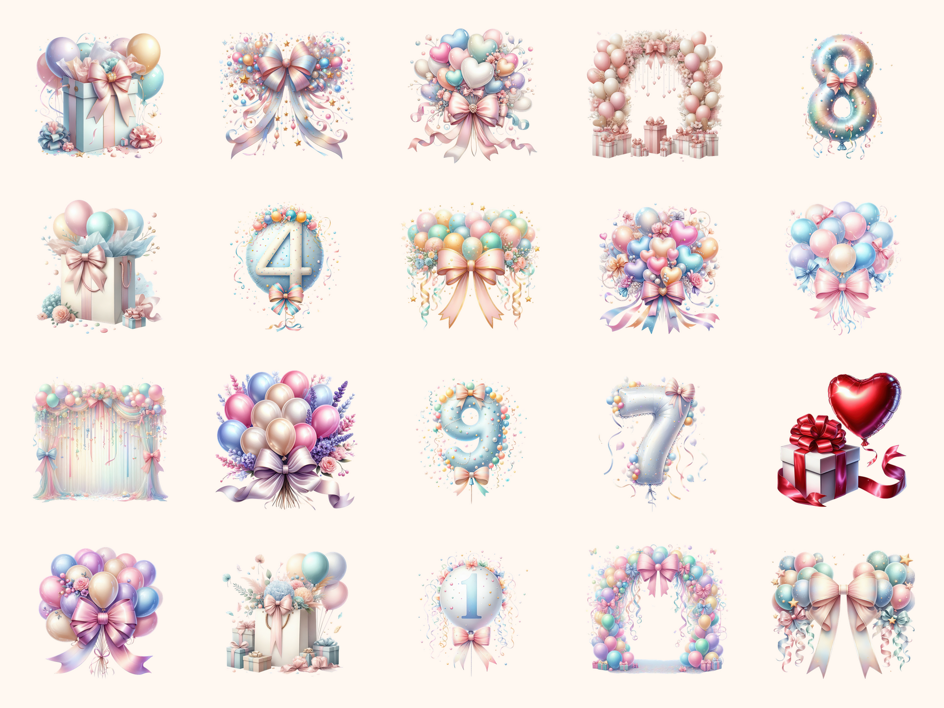 Bows & Balloons Clipart