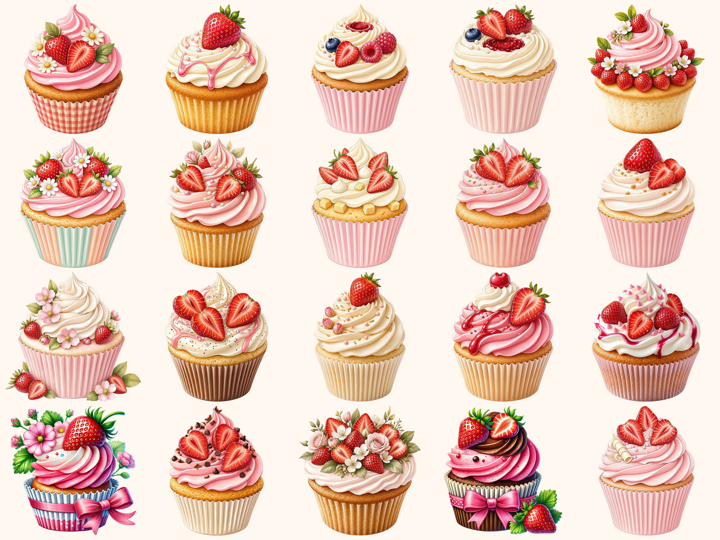 Strawberry Cupcakes Clipart