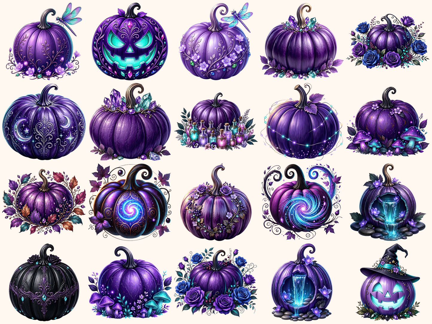 Violet Pumpkins Clipart