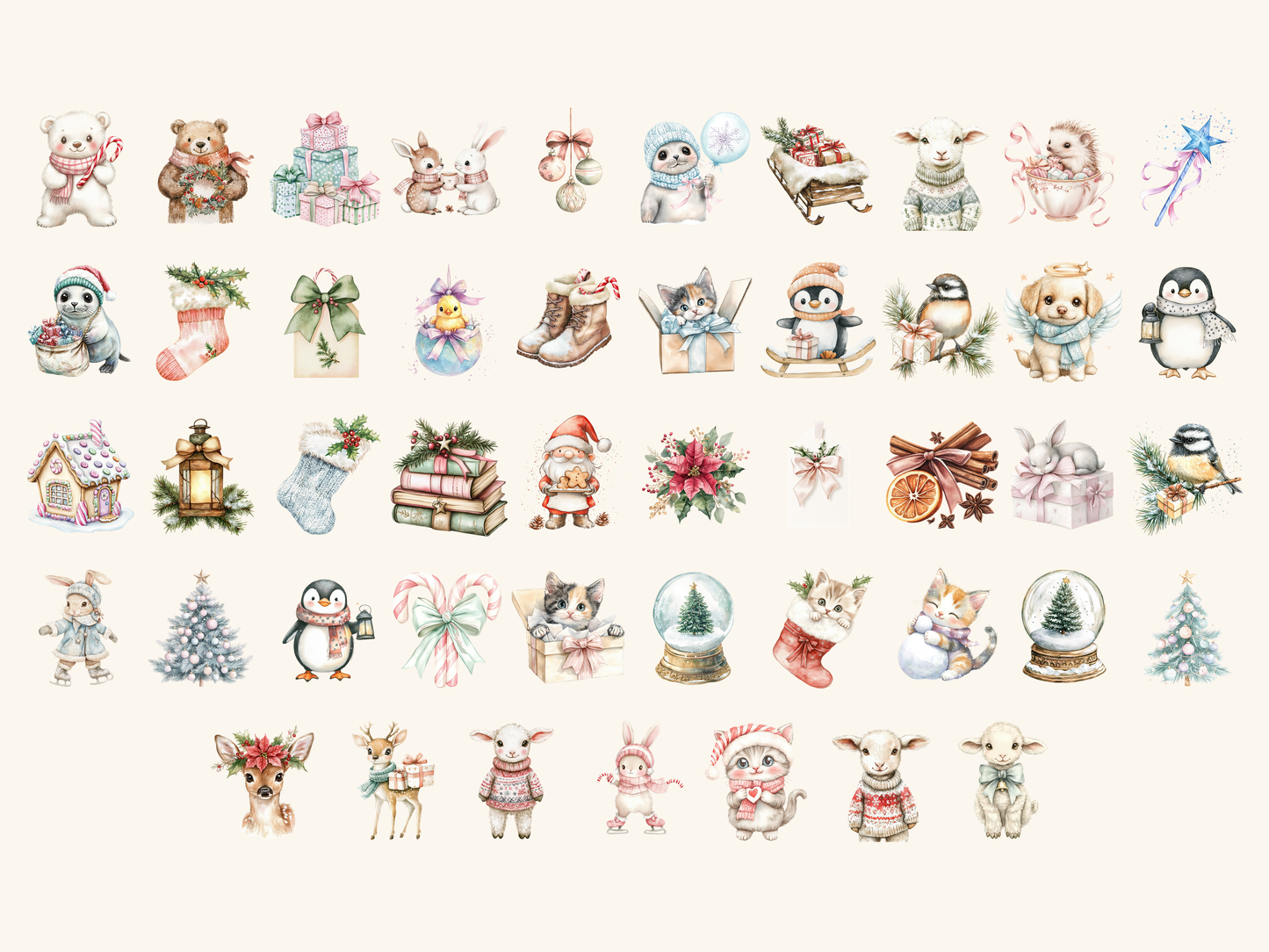 Wonders Christmas Watercolor Clipart