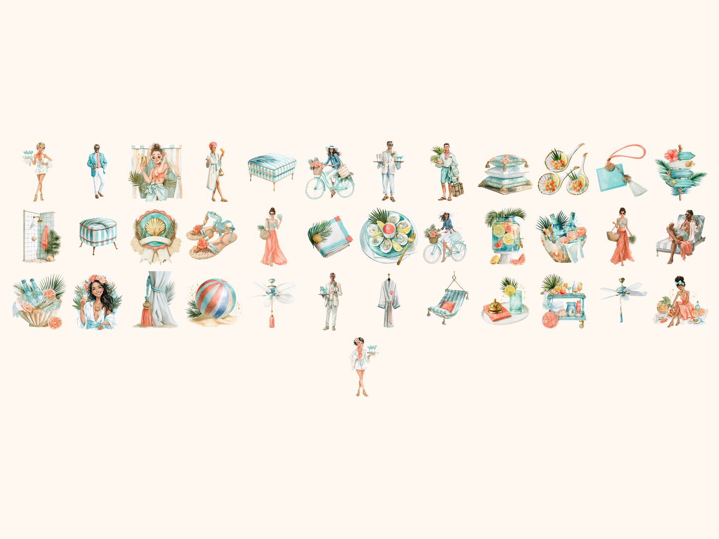 Beach Club Watercolor Clipart