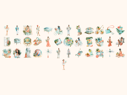 Beach Club Watercolor Clipart