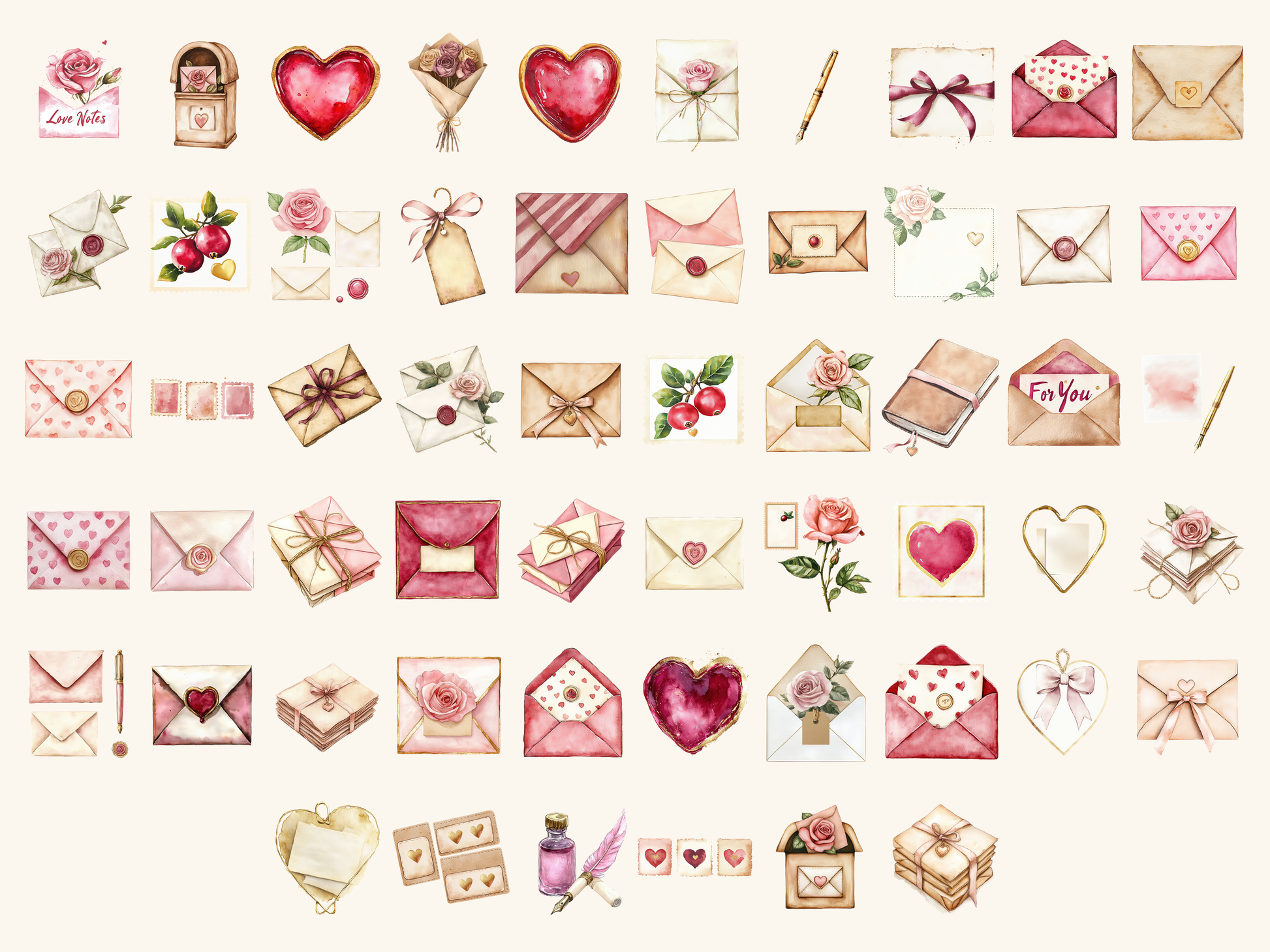 Love Letters Watercolor Clipart