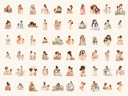 Mom & Daughter Watercolor Clipart