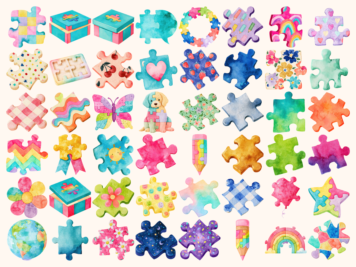 Puzzle Watercolor Clipart